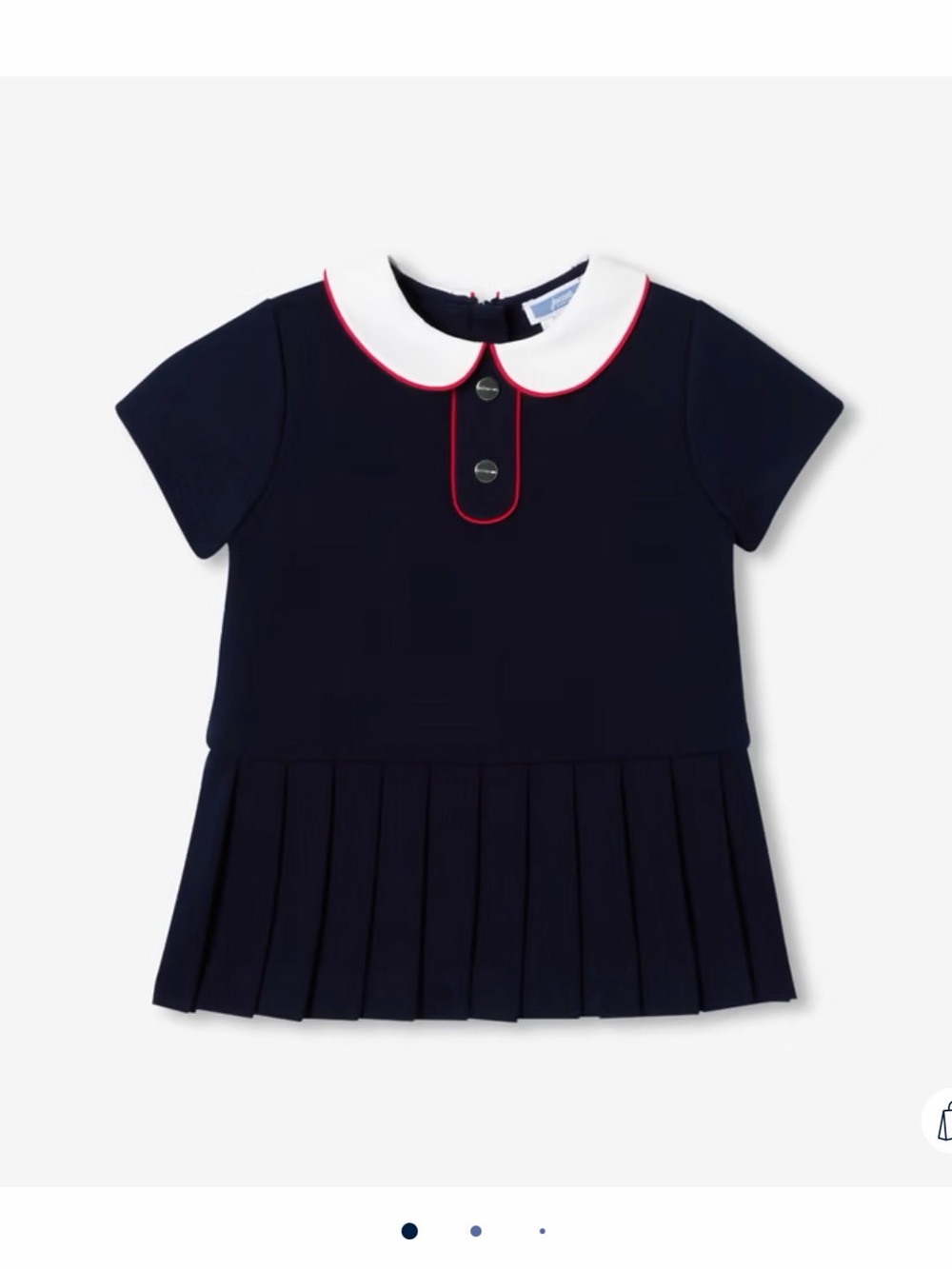 Navy Pleated Peter Pan Collar Top for Kids jacadi